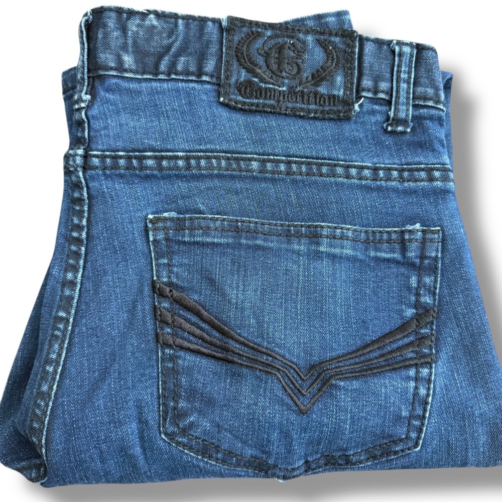 Competition Jeans Mens Size 36(34x31) Blue Denim Straight‎ Leg Pant Embellished